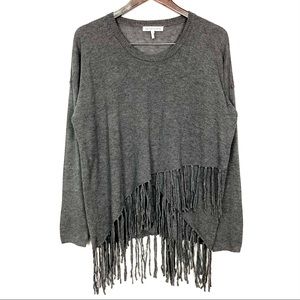 Heartloom Wool Blend Fringed Sweater Women’s Size S Scoop Neck Wrap Front Boho